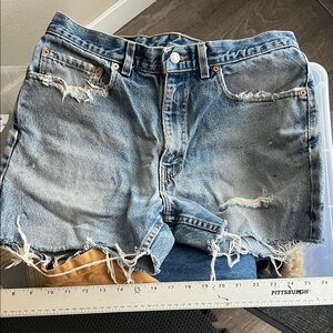 Levi's Blue Distressed Jean Shorts